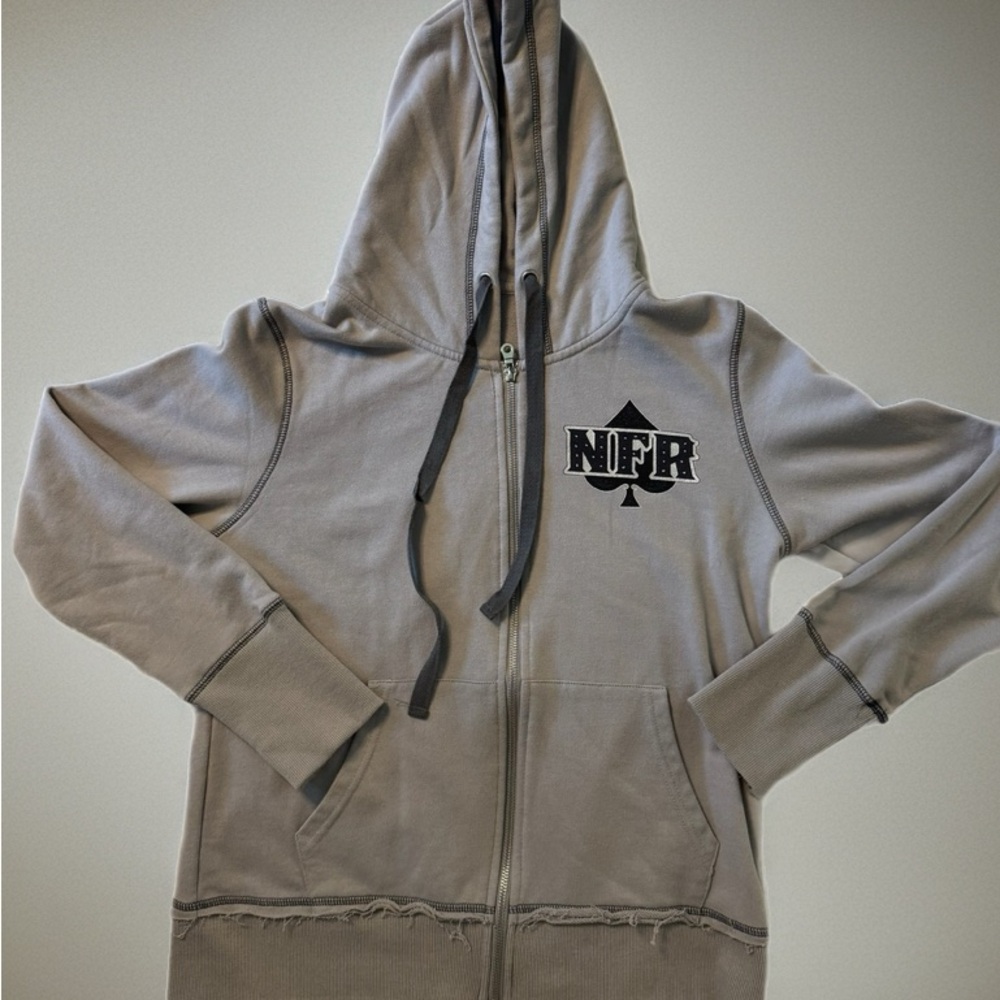Gray Zip-Up Hoodie with NFR Logo